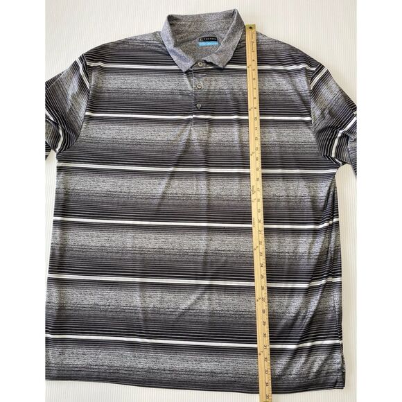 PGA Tour Men's Polo Shirt 3XLT Black/Gray Striped Short Sleeve Collared Golf - Picture 3 of 5